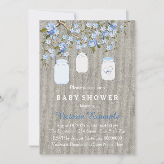 Jongens jute baby shower kaart (Voorkant)