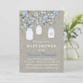 Jongens jute baby shower kaart (Staand voorkant)
