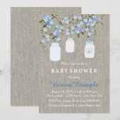 Jongens jute baby shower kaart (Voorkant / Achterkant)