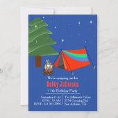 Jongens kamperen op verjaardagsfeestje uitnodiging (Voorkant)