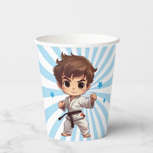 Jongens Karate Martial Arts Verjaardagsfeest Papieren Bekers (Achterkant)