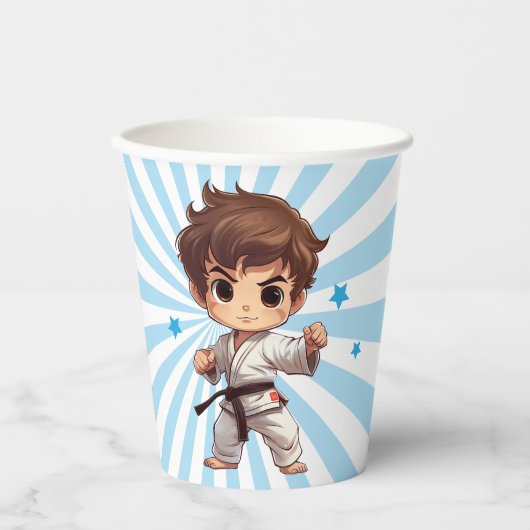 Jongens Karate Martial Arts Verjaardagsfeest Papieren Bekers (Voorkant)