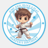 Jongens Karate Martial Arts Verjaardagsfeest Ronde Sticker (Voorkant)