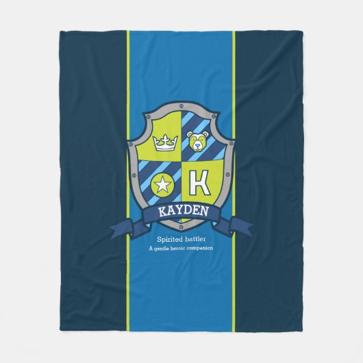 Jongens Kayden of letter K naam betekent blauw gro Fleece Deken (Voorkant)