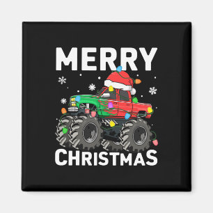 Jongens Kerstmis Monster Truck Kerstman Hoed Peute Magneet