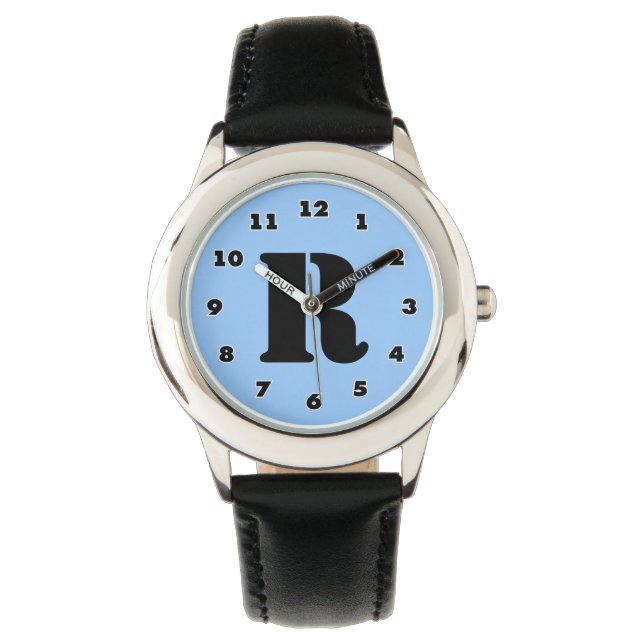 Jongens kijken | gepersonaliseerde letter R monogr Horloge (Voorkant)