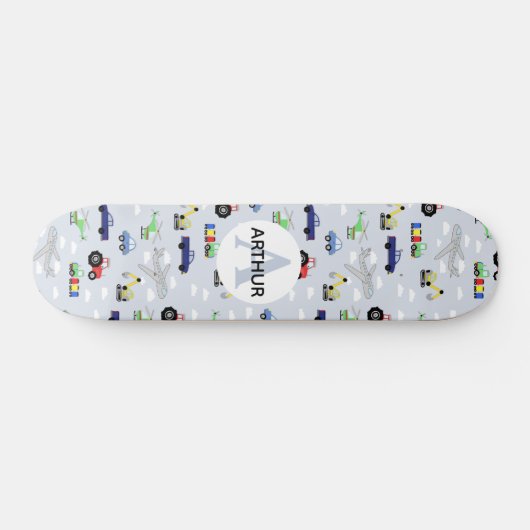 Jongens: Kinder carrousel blauw modern vervoerspat Persoonlijk Skateboard (Horizontaal)