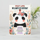 Jongens Kinder Charm Baby Meisjes Panda 1e Verjaar Kaart (Staand voorkant)