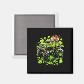Jongens Kinderen Monster Groene Truck Shamrock St  Magneet (Voorkant / Achterkant)