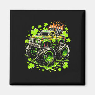 Jongens Kinderen Monster Groene Truck Shamrock St Magneet