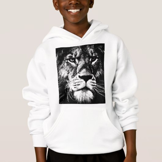 Jongens Kleding Apparel Mode Witte hoodie Lion (Voorkant)