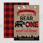 Jongens Kleine Beer Verjaardag Uitnodiging (Voorkant / Achterkant)