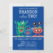 Jongens Kleine Monster Donut Verjaardagsfeestje Bl Kaart (Voorkant)