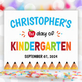 Jongens Kleurrijke eerste dag van school kleutersc Poster