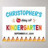 Jongens Kleurrijke eerste dag van school kleutersc Poster (Voorkant)