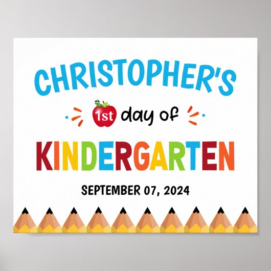 Jongens Kleurrijke eerste dag van school kleutersc Poster (Voorkant)