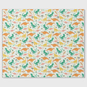 Jongens Kleurrijke Schattigee Dinosaurus T-Rex Kid Cadeaupapier (Vlak)