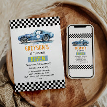 Jongens Koel Blauwe Racende Auto Kinderverjaardag