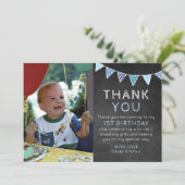 Jongens krijt verjaardag dank je kaart (Staand voorkant)