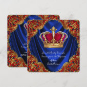 Jongens Kroonprins Doop Koningsblauwe Satijn Kaart (Voorkant / Achterkant)