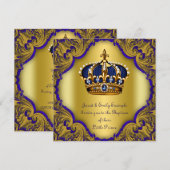 Jongens kroonprins doop koninklijk blauw en goud kaart (Voorkant / Achterkant)