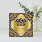 Jongens kroonprins doop koninklijk blauw en goud kaart (Staand voorkant)