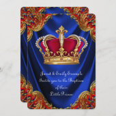 Jongens Kroonprins Doop Koninklijk Blauw Satijn Kaart (Voorkant / Achterkant)