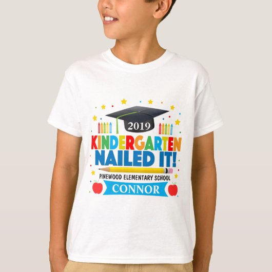 Jongen's laatste dag van de Kindergarten Nailed it T-shirt (Voorkant)