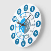 Jongens leren de tijd van gedempte blauwe grijze m grote klok (Hoek)