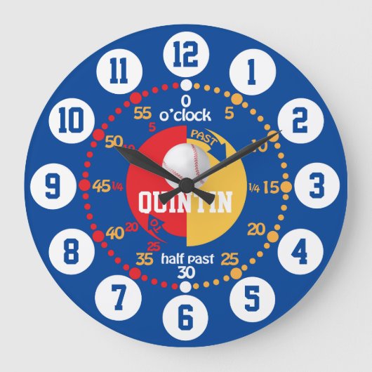 Jongens leren de tijdblauwe naam baseball klok te  (Voorkant)