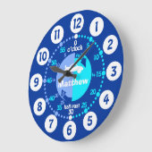 Jongens leren tijd blauw te vertellen, autoklok ge grote klok (Hoek)