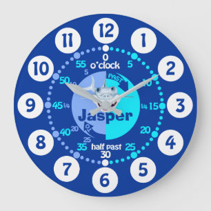 Jongens leren tijd blauw te vertellen met de naam grote klok