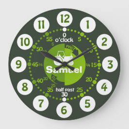 Jongens leren tijd-groene boerderij tractor klok