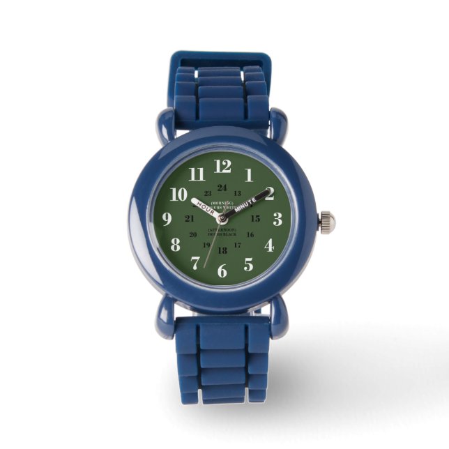 Jongens Leren vertellen militaire tijd kijken spor Horloge (Voorkant)