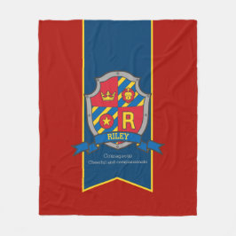 Jongens letter R naam betekent Riley leeuw ridders Fleece Deken