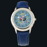 Jongens Leuk Boerderij Dier en Tractor & Naam Kind Horloge<br><div class="desc">Dit schattige kinder horloge heeft een boerderij dierenbloempatroon, met een tractor, koeien, cartoons, schapen, kippen en bloemen, en kan worden gepersonaliseerd met uw jongensnaam. Met duidelijke, gemakkelijk leesbare nummers is dit 'eerste' horloge geweldig voor kinderen of peuters die net beginnen met het leren van de tijd. Het perfecte agrarische thema...</div>