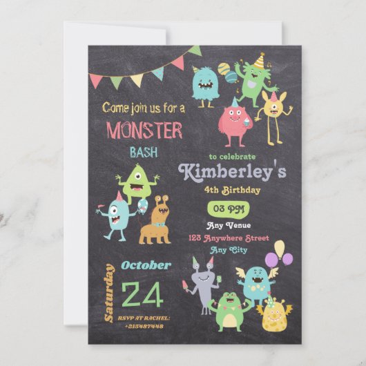 Jongens Leuk en Leuk Monster Kids Verjaardagsfeest Kaart (Voorkant)