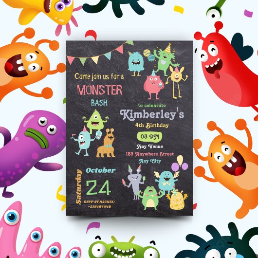 Jongens Leuk en Leuk Monster Kids Verjaardagsfeest Kaart
