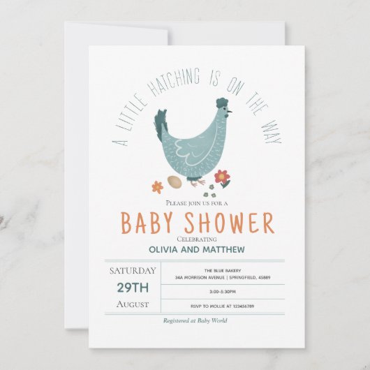 Jongens Leuk Modern Boerderij Kip Baby shower Kaart (Voorkant)