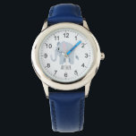 Jongens Leuke Blauwe Olifant & Naam Kinder Horloge<br><div class="desc">Dit schattige kinder horloge heeft een blauw olifant cartoon en kan worden gepersonaliseerd met uw jongensnaam. Met duidelijke,  gemakkelijk leesbare nummers is dit 'eerste' horloge geweldig voor kinderen of peuters die net beginnen met het leren van de tijd. Het perfecte oerwoud safari thema ontwerp voor uw kleintje!</div>