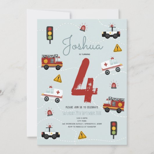 Jongens Leuke Blauwe Politie Noodreis Verjaardag Kaart (Voorkant)