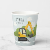 Jongens Leuke Bouw Digger Kinderen Verjaardag Papieren Bekers (Achterkant)