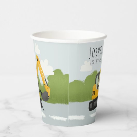 Jongens Leuke Bouw Digger Kinderen Verjaardag Papieren Bekers (Rechts)