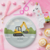 Jongens Leuke Bouw Digger Kinderen Verjaardag Papieren Bordje (Feest)