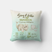 Jongens Leuke Groene Dino Keepsake Geboorte Stats Kussen (Voorkant)