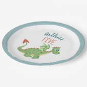 Jongens Leuke Groene Draak Kinderen Verjaardag Papieren Bordje (Gekanteld)