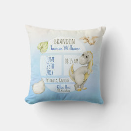 Jongens Leuke Groene T-Rex Keepsake Geboorte Stats Kussen