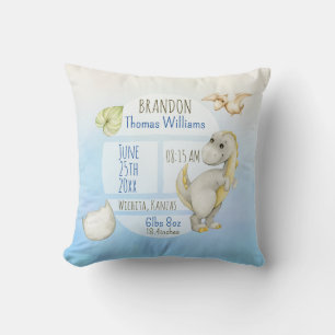 Jongens Leuke Groene T-Rex Keepsake Geboorte Stats Kussen