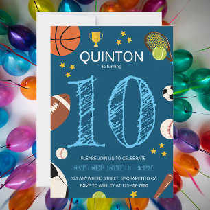 Jongens Leuke Sport Thema Kids Verjaardagsfeestje Kaart