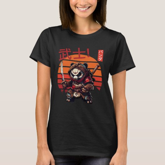 Jongens Liefde Retro Samurai Panda T-shirt (Voorkant)